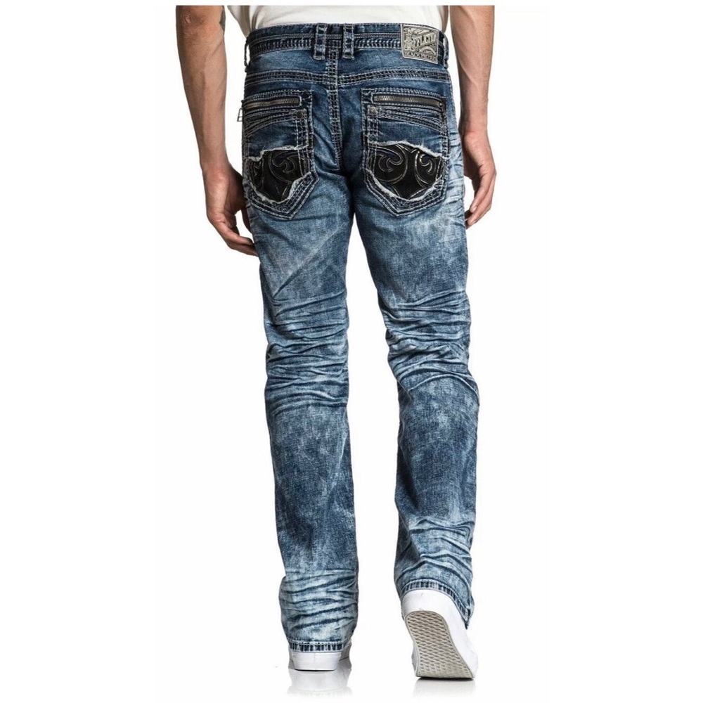 AFFLICTION Men Denim Jeans BLAKE FLEUR QUINCY Embr - Picture 3 of 9